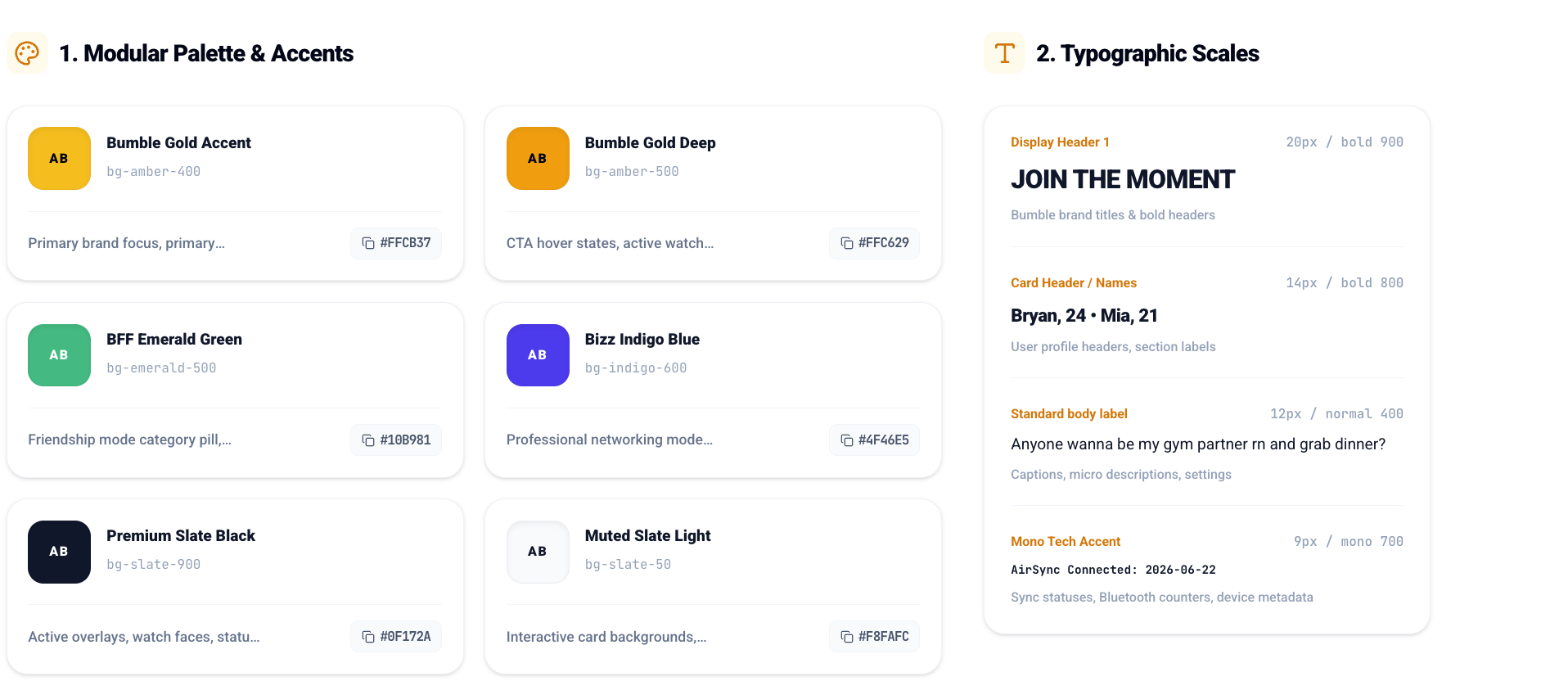 Design system - palette and typography