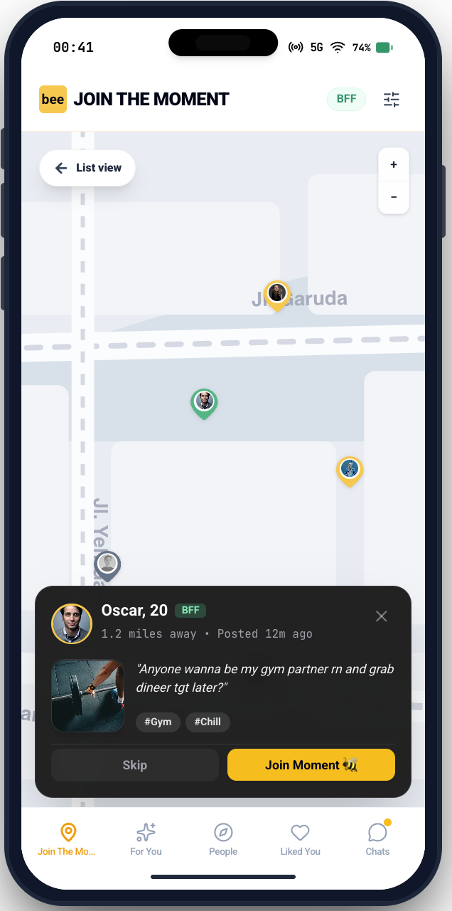 Join The Moment - map view